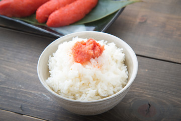 mentaiko, spicy cod roe, on rice