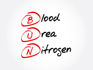 BUN - Blood Urea Nitrogen acronym, concept background