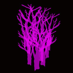 psychedelic neon pink trees on a black background