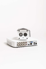 video security cameras isolated on white studio background