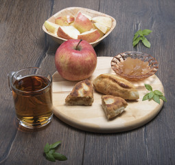 Apple juice, jam, pies with jam