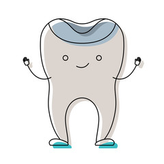 restored tooth cartoon in watercolor silhouette