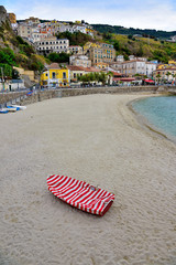  the beach and the promenade along with bathers and tourists- Sep, Pizzo Calabro Italy