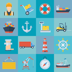 Ship port icon set