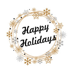 Happy Holidays text for winter celebration of Christmas and New Year. Calligraphy