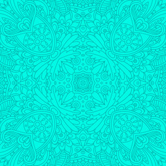 Turquoise decorative seamless pattern.