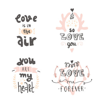 handdrawn lettering about love