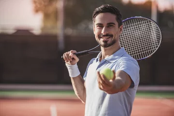 Zelfklevend Fotobehang Man playing tennis © georgerudy
