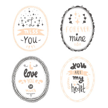 vector handdrawn lettering about love