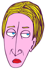 Bored Blonde Cartoon Head