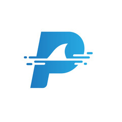 Letter P Shark Symbol Illustration Logo and Icon Element Template