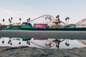 Reflection of rollercoaster in water