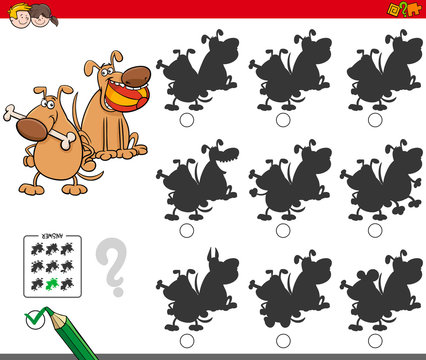 educational shadow game with dog characters