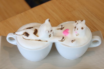 fall in love of lovely cat cafe coffee 3D cartoon handmade