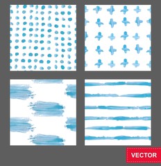 set of vector seamless backgrounds of paint smears.Hand Drawn Abstract Seamless Pattern