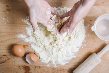 Traditional home made pasta making of