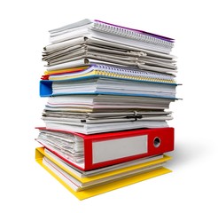 Stack of papers isolated on  background