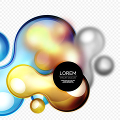Glass bubbles on grey, modern techno liquid design