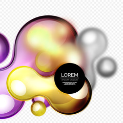 Glass bubbles on grey, modern techno liquid design