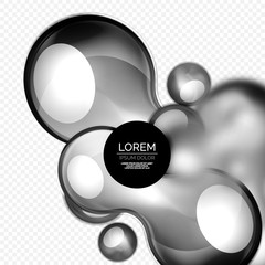 Glass bubbles on grey, modern techno liquid design