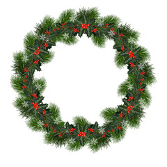 Fototapeta na wymiar christmas wreath with holly