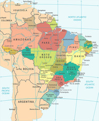 Brazil Map - Vector Illustration
