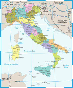 Italy Map - Vector Illustration