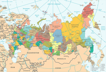 Russia Map - Vector Illustration - obrazy, fototapety, plakaty