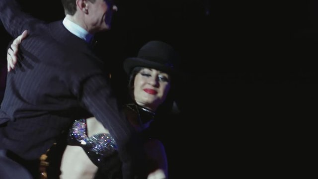 Close up portrait of cabaret dancers on stage