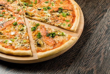 italian pizza with salmon