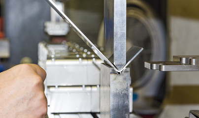 Bending of metal on the machine.