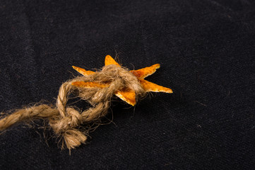 Christmas decorations hand made from tangerine peel