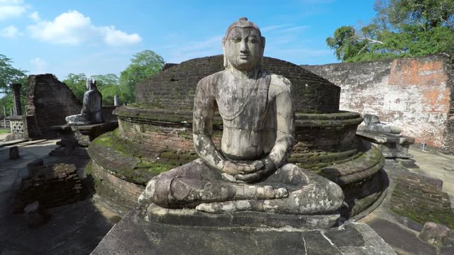Closeup of Ancient Buddha Sculpture at Polonnaruwa's Vatadage
