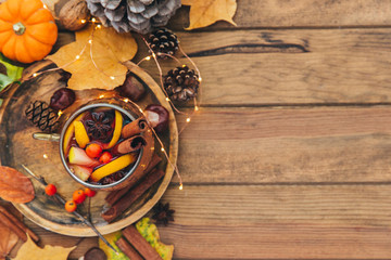 Cup of hot spicy tea with anise and cinnamon