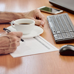 Closeup of businessman working