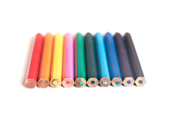 Naklejka premium Colored Pencils in a Row, on white Background