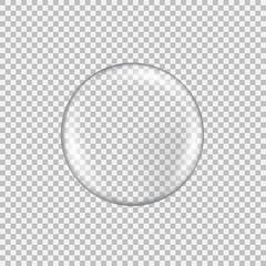 Transparent glass sphere with glares and highlights.