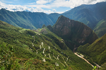 Fototapeta premium Panorama of mountain with Machu Picchu