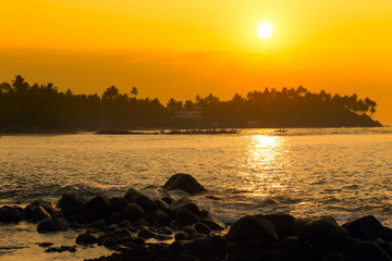 Sunset view of tropical beach Sri Lanka