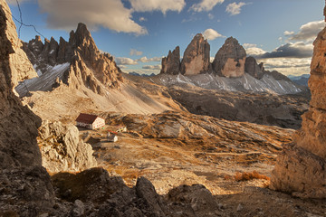 Tre cime di Lavaredo at sunset