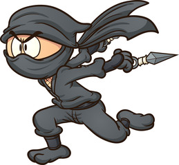 Cartoon ninja running. Vector clip art illustration with simple gradients. All in a single layer. © Memoangeles