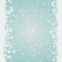 Christmas and New Year blue blurred vector background with stars and snowflakes
