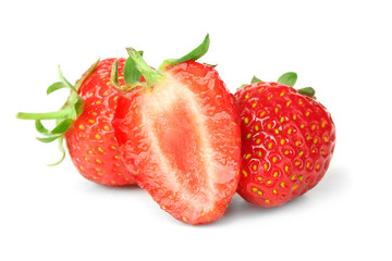 Fresh ripe strawberries, isolated on white