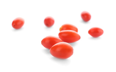 Goji berries on white background