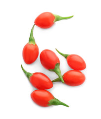 Goji berries on white background
