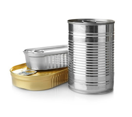Tin cans, isolated on white