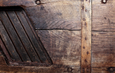 Old rusty blade of cabbage slicer..Closeup.Top view.Copy space