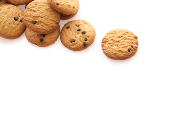 Fototapeta na wymiar Chocolate chip cookie isolated in white background