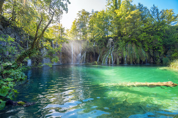 Fototapeta na wymiar Waterfall in Plitvice Lakes National Park. Croatia, Europe