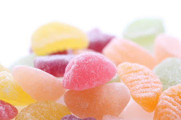 Colorful Fruit jelly candy isolated in white background